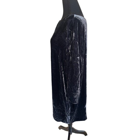 Adrienne Vittadini Whimseygoth Fairy Black Crushed Velvet Tunic Dress Minimalist - Picture 4 of 10